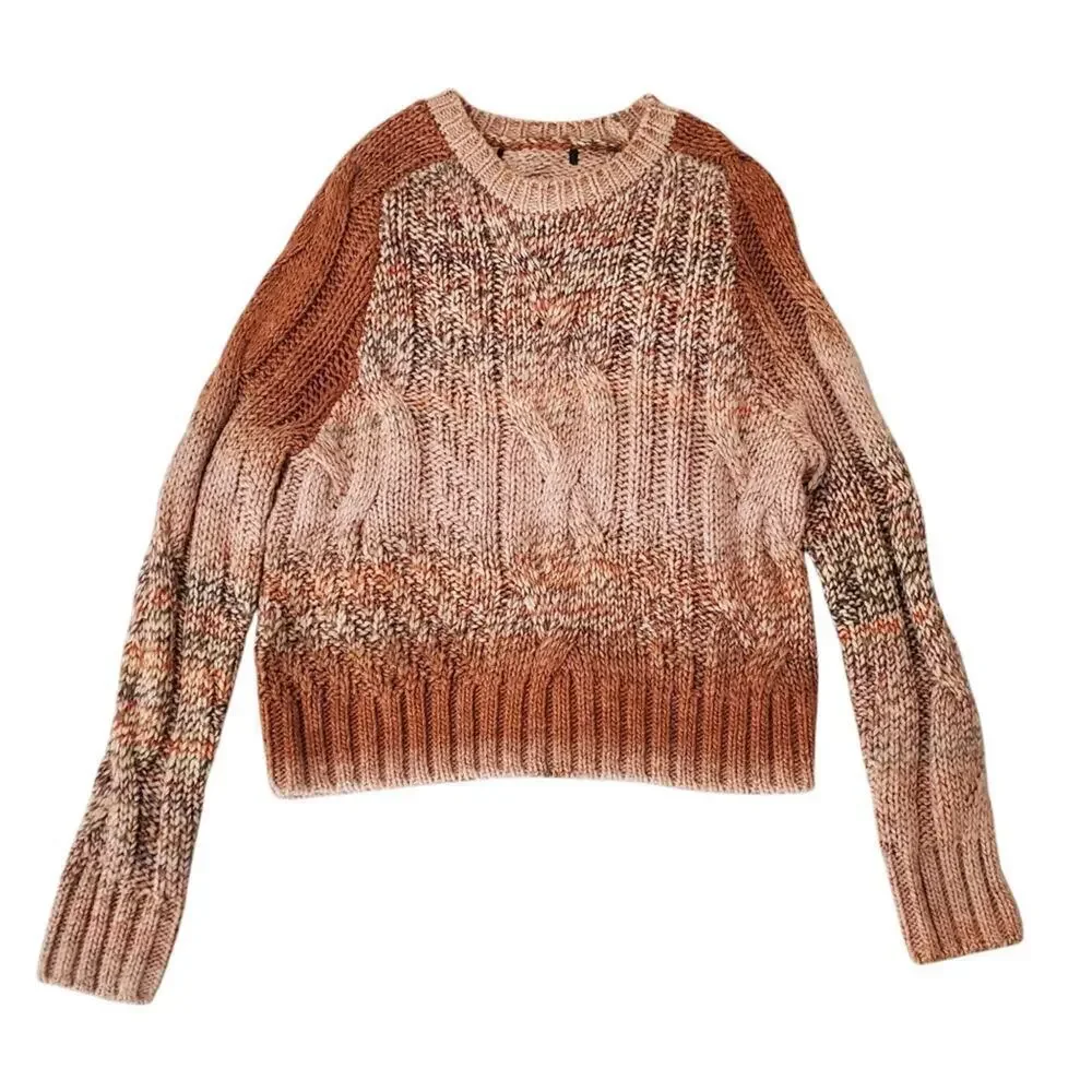 360 CASHMERE Larkyn Crew Neck Sweater Cable Knit Wool size M
